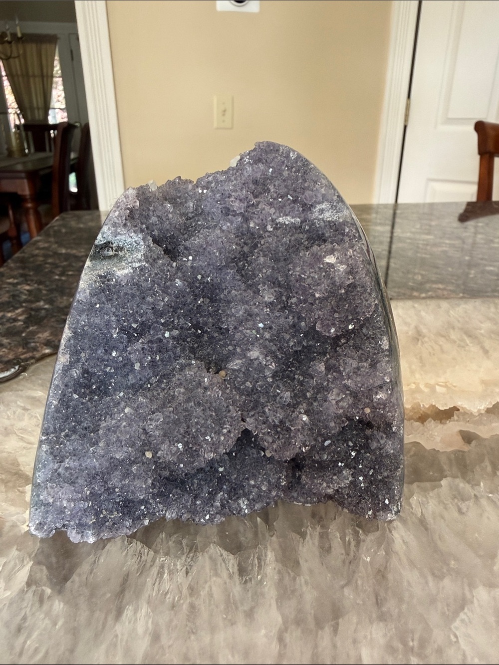 Amethyst Crystal Standing Cut Base Sparkly Crystal Geode Cluster
